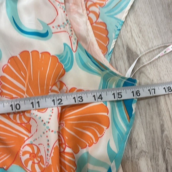 Lilly Pulitzer Orange and Blue Ruched One-Shoulder Sundress silk size 4 - Picture 6 of 7